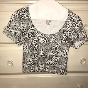 Black and white cheetah crop top